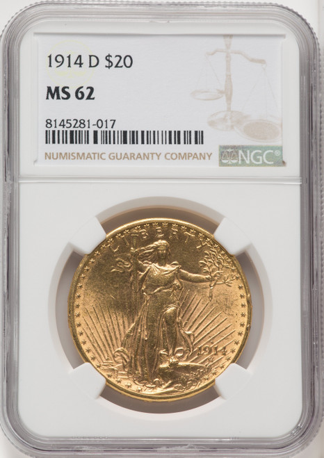 1914 D US Gold $20 Saint-Gaudens Double Eagle - NGC MS 62 [V-HA-173987698]