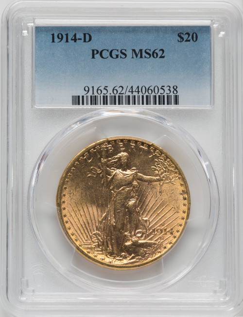 1914-D US Gold $20 Saint-Gaudens Double Eagle - PCGS MS62 [V-HA-571049194]