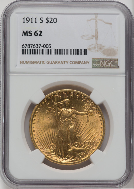 1911 S US Gold $20 Saint-Gaudens Double Eagle - NGC MS 62 [V-HA-171359023]