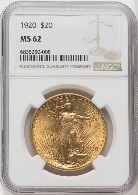 1920 US Gold $20 Saint-Gaudens Double Eagle - NGC MS 62 [V-HA-173945096]