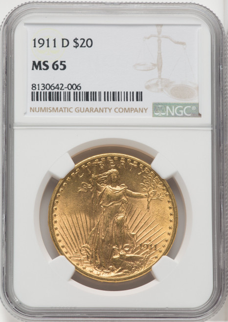 1911 D US Gold $20 Saint-Gaudens Double Eagle - NGC MS 65 [V-HA-173876014]