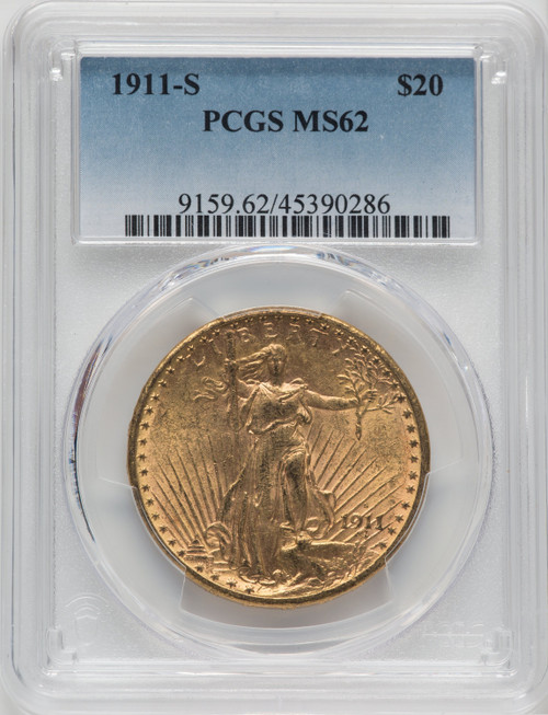 1911-S US Gold $20 Saint-Gaudens Double Eagle - PCGS MS62 [V-HA-171316532]