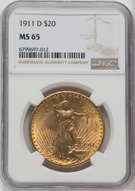 1911 D US Gold $20 Saint-Gaudens Double Eagle - NGC MS 65 [V-HA-173835040]