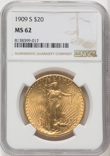 1909 S US Gold $20 Saint-Gaudens Double Eagle - NGC MS 62 [V-HA-173972011]