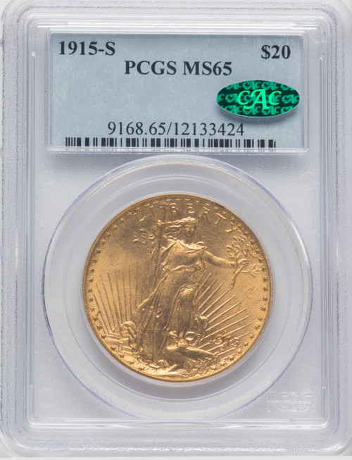 1915-S US Gold $20 Saint-Gaudens Double Eagle - PCGS MS65 CAC [V-HA-766860049]