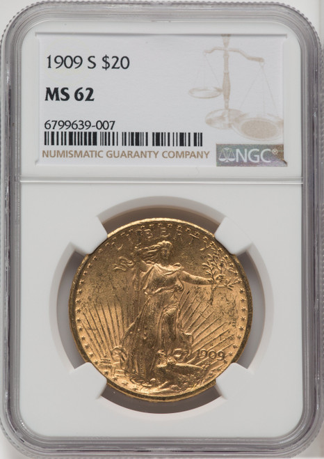 1909 S US Gold $20 Saint-Gaudens Double Eagle - NGC MS 62 [V-HA-173860638]