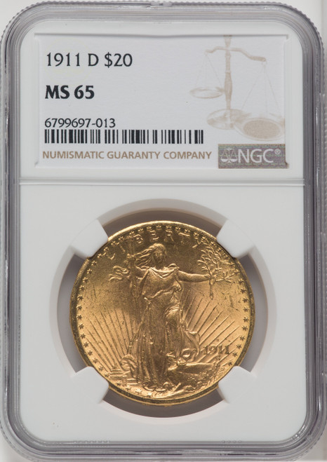 1911 D US Gold $20 Saint-Gaudens Double Eagle - NGC MS 65 [V-HA-173835041]