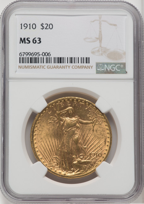1910 US Gold $20 Saint-Gaudens Double Eagle - NGC MS 63 [V-HA-173839216]
