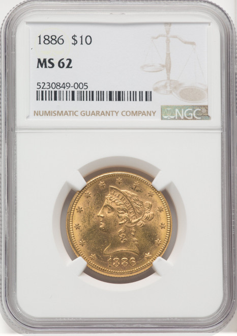1886 US Gold $10 Liberty Head Eagle - NGC MS 62 [V-HA-571986061]