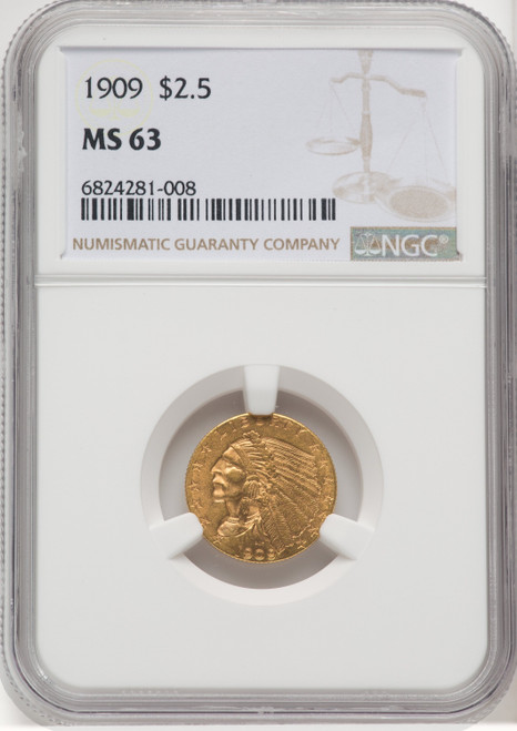 1909 US Gold $2.50 Indian Head Quarter Eagle - NGC MS 63 [V-HA-769303016]