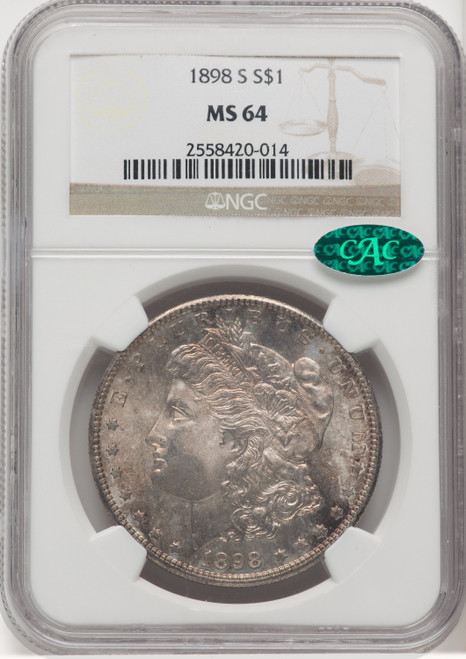 1898 S US Morgan Silver Dollar $1 - NGC MS 64 CAC [V-HA-768987006]