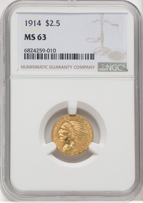 1914 US Gold $2.50 Indian Head Quarter Eagle - NGC MS 63 [V-HA-769303015]