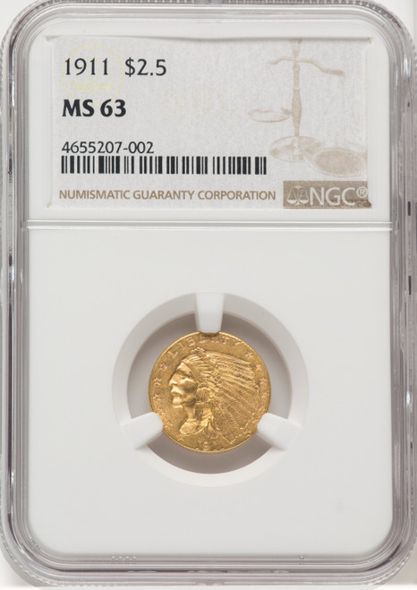 1911 US Gold $2.50 Indian Head Quarter Eagle - NGC MS 63 [V-HA-769006004]