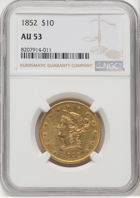 1852 US Gold $10 Liberty Head Eagle - NGC AU 53 [V-HA-171422006]