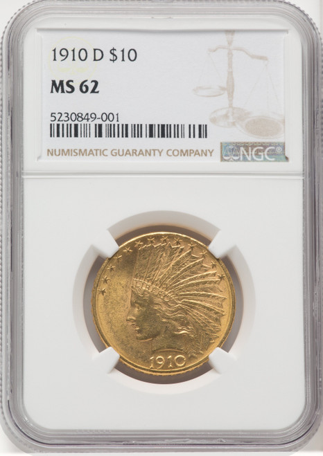 1910 D US Gold $10 Indian Head Eagle - NGC MS 62 [V-HA-173886198]
