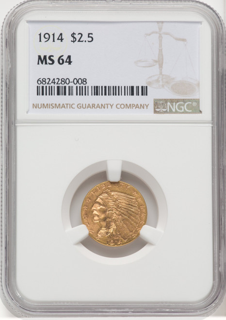 1914 US Gold $2.50 Indian Head Quarter Eagle - NGC MS 64 [V-HA-769303001]