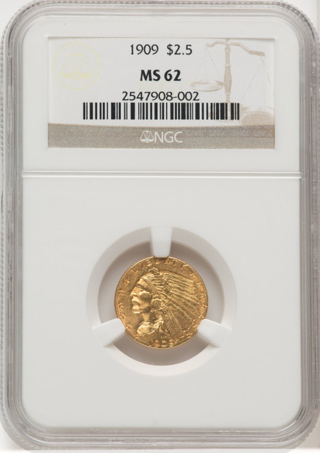 1909 US Gold $2.50 Indian Head Quarter Eagle - NGC MS 62 [V-HA-769006002]