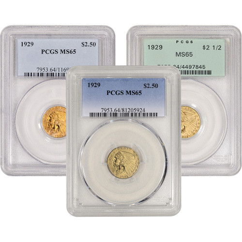 US Gold $2.50 Indian Head Quarter Eagle - PCGS MS65 - Random Date and Label [X-USG-IND-2.5-P-MS65-XLABEL]