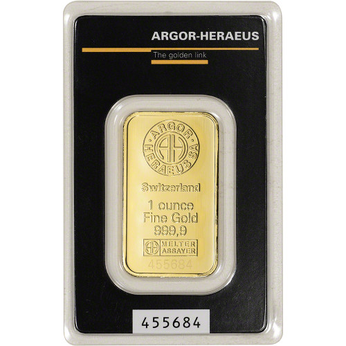 1 oz. Gold Bar - Argor Heraeus Kinebar Hologram - 999.9 Fine in Assay [GOLD-Bar-1oz-AH-Kinebar-Assay]