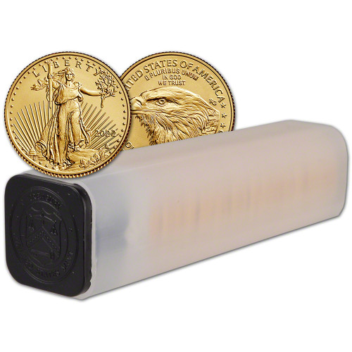 2022 American Gold Eagle 1/10 oz $5 - 1 Roll Fifty 50 BU Coins in Mint Tube [22-AGE-5-BU(50)]