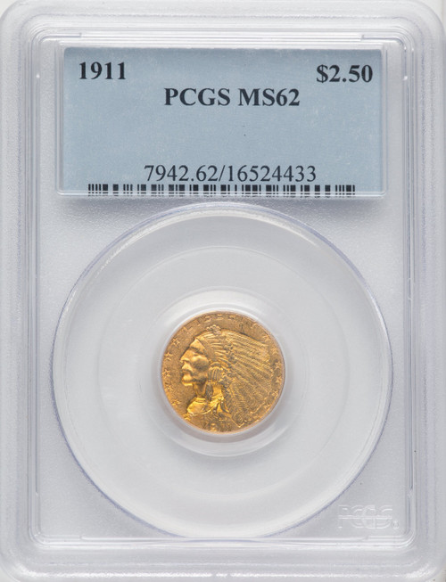 1911 US Gold $2.50 Indian Head Quarter Eagle - PCGS MS62 [V-HA-764688002]