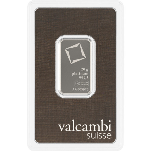 1 gram Platinum Bar - Valcambi Suisse - 999.5 Fine in Sealed Assay