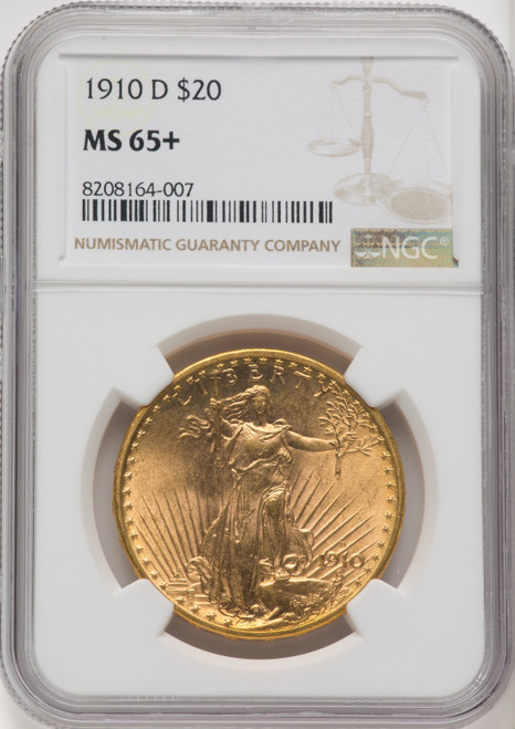 1910 D US Gold $20 Saint-Gaudens Double Eagle - NGC MS 65+ [V-HA-769258011]