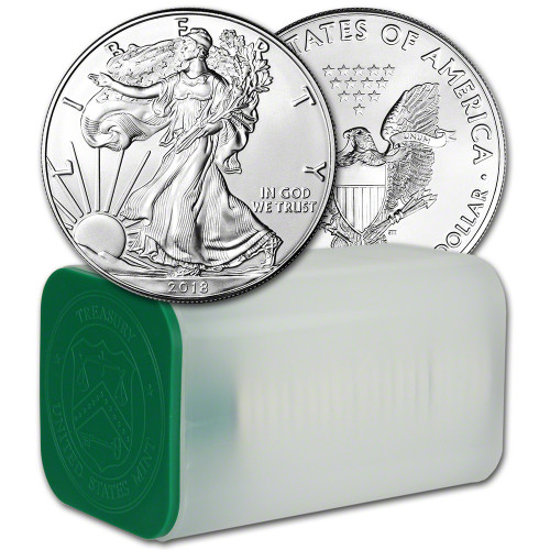 2018 American Silver Eagle 1 oz $1 - 1 Roll - Twenty 20 BU Coins in Mint Tube [18-ASE-BU(20)]