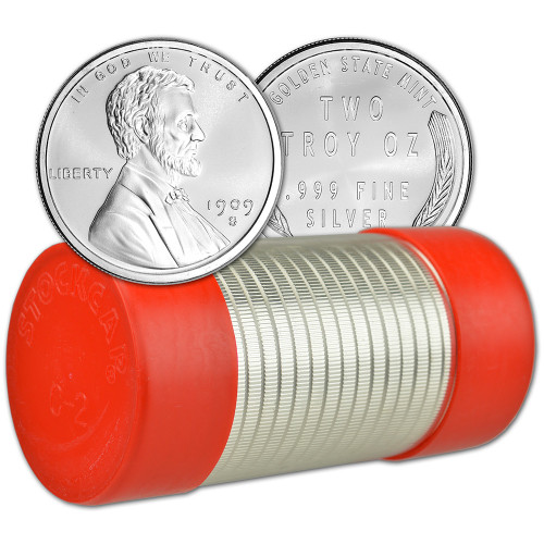 2 oz Golden State Mint Silver Round Lincoln Cent Design .999 Fine Tube of 25 [SILVER-Rnd-2oz-GSM-CENT(25)]