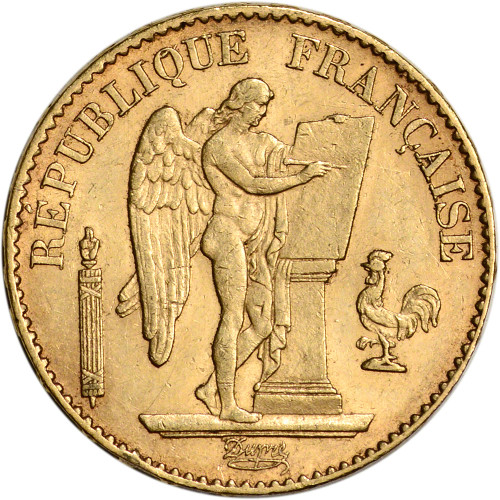 France Gold 20 Francs (.1867 oz) - Angel - XF/AU - Random Date [X-FR-G20FRANC-ANGEL-XF-AU]