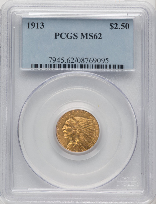 1913 US Gold $2.50 Indian Head Quarter Eagle - PCGS MS62 [V-HA-770522032]