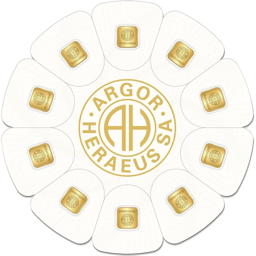10 x 1 gram Gold Bar - Argor Heraeus Goldseed - 999.9 Fine in Dispenser [GOLD-Bar-10x1g-AH-Goldseed]