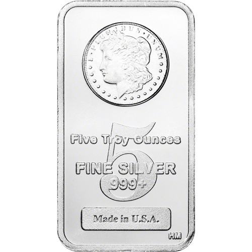 5 oz. Highland Mint Silver Bar - Morgan Dollar Design .999+ Fine [SILVER-Bar-5oz-HM-MORGAN]