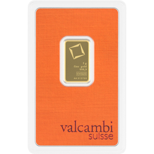 50 gram Gold Bar - Valcambi Suisse - 999.9 Fine in Sealed Assay