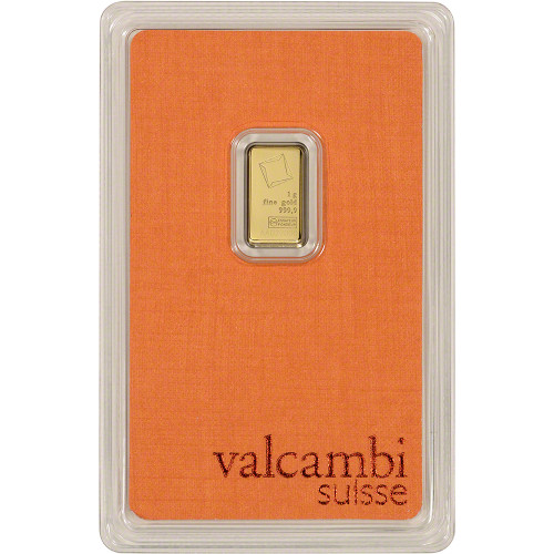 1 gram Gold Bar - Valcambi Suisse - 999.9 Fine in Sealed Assay [GOLD-Bar-1g-VALCAMBI-Assay]