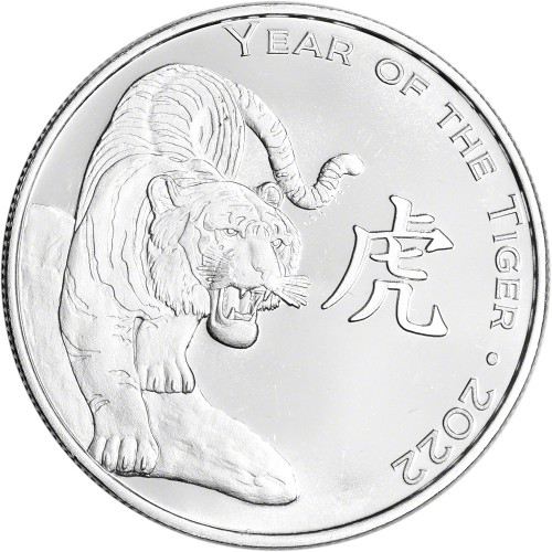 1 oz Highland Mint Silver Round - 2022 Lunar Year of the Tiger .999 Fine [SILVER-Rnd-1oz-HM-TIGER]