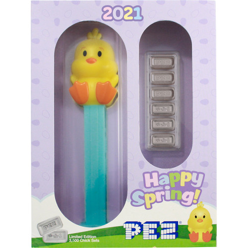 30 gram PAMP Suisse Spring Chick PEZ Dispenser & Silver Wafers 9999 Fine Box [SILVER-Bar-30g-PAMP-PEZ-Chick]