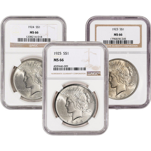 US Peace Silver Dollar - NGC MS66 - Random Date and Label [X-PEACE-N-MS66-XLABEL]