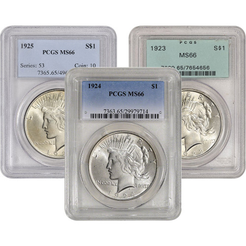 US Peace Silver Dollar - PCGS MS66 - Random Date and Label [X-PEACE-P-MS66-XLABEL]