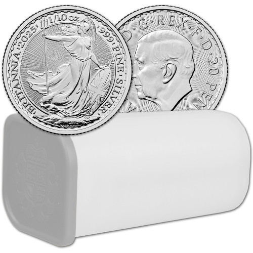 2025 Great Britain Silver Britannia 1/10 oz 20 Pence BU 1 Roll 16 Coin Tube [25-BRIT-S.1-BU(16)]