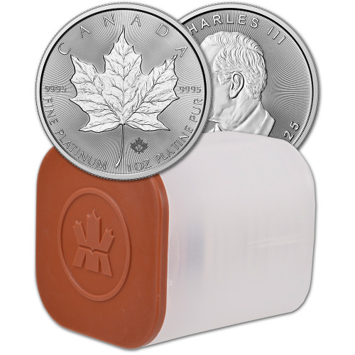 2025 Canada Platinum Maple Leaf 1 oz $50 - BU - 1 Roll Ten 10 Coins in Mint Tube [25-CML-PT50-BU(10)]