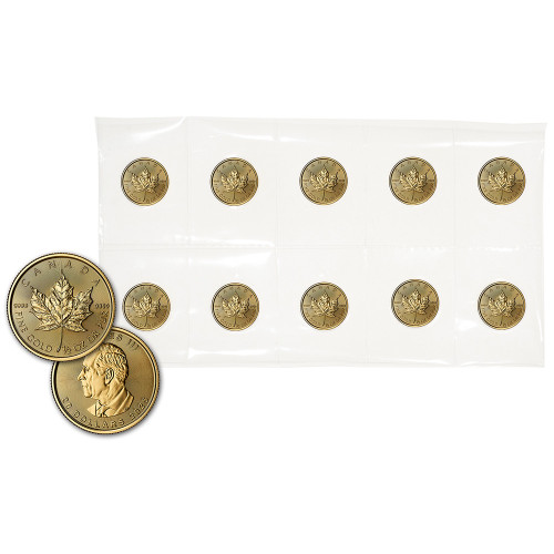 2025 Canada Gold Maple Leaf 1/2 oz $20 - BU - Sheet of Ten 10 Coins [25-CML-G20-BU(10)]