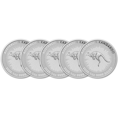 2025 P Australia Silver Kangaroo 1 oz $1 BU - Five 5 Coins