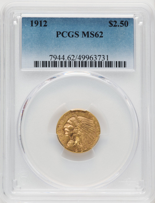 1912 US Gold $2.50 Indian Head Quarter Eagle - PCGS MS62 [V-HA-519806108]