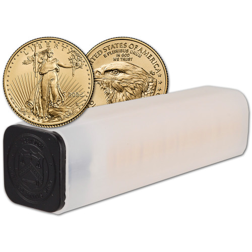 2025 American Gold Eagle 1/10 oz $5 - 1 Roll Fifty 50 BU Coins in Mint Tube [25-AGE-5-BU(50)]