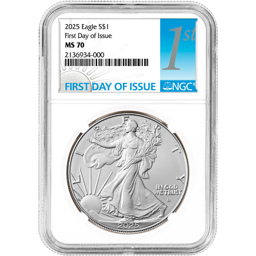 2025 American Silver Eagle - NGC MS70 First Day Issue 1st Label