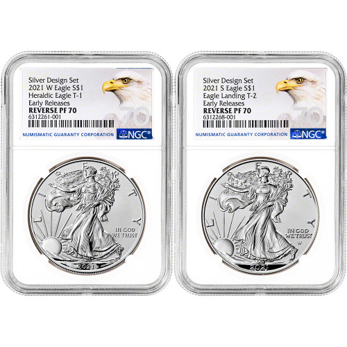 2021 American Silver Eagle Reverse Proof 2 Coin Set - NGC PF70 Early Releases [21-ASE-2SET-N-PF70-ER-BE70]