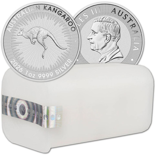2026 P Australia Silver Kangaroo 1 oz $1 BU - 1 Roll - 25 Coins in Mint Tube