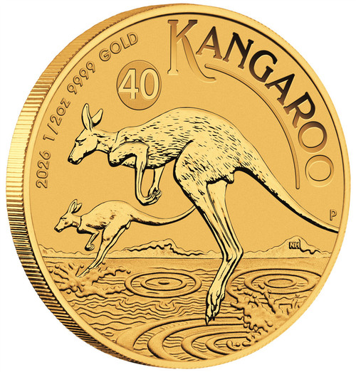 2026 P Australia Gold Kangaroo - 1/2 oz - $50 - BU