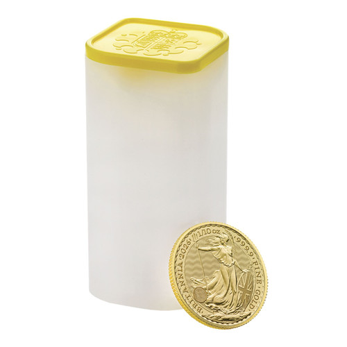 2026 Great Britain Gold Britannia £10 1/10 oz BU 25 Coin Mint Tube